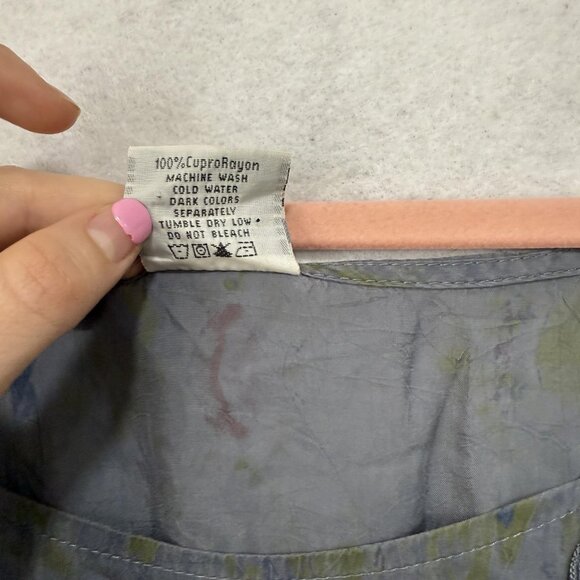 Color Me Cotton Dress Womens Small Gray Floral Fit Flare Midi Ruffle Layered USA - Picture 5 of 7